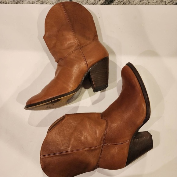 FRANCO FORTINI "McKinley 2" Cognac Leather Western style booties SIZE 8M - Picture 4 of 16